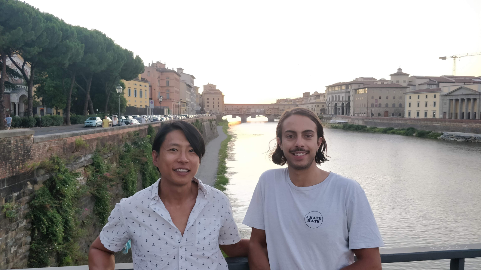Original photo of two men outside